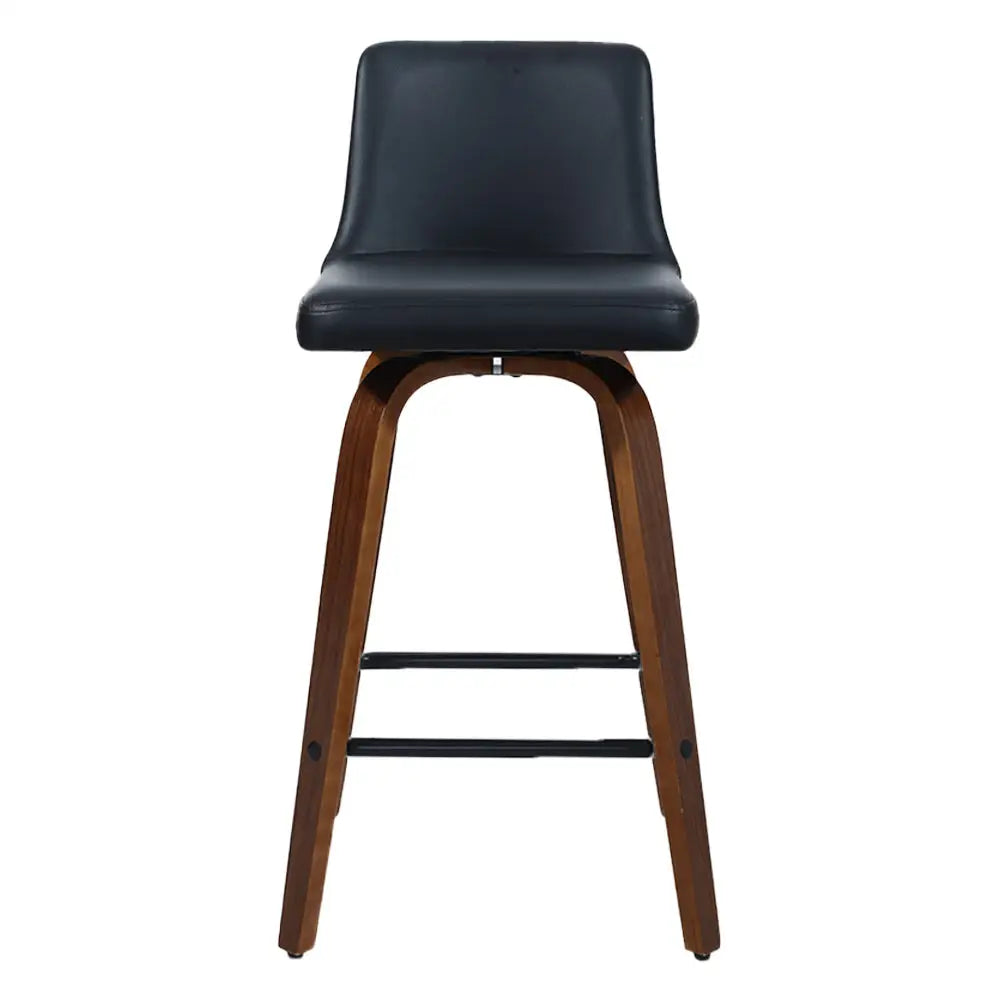 Artiss 2x Bar Stools Swivel Leather Padded Wooden - Furniture > Bar Stools & Chairs