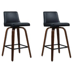 Artiss 2x Bar Stools Swivel Leather Padded Wooden - Furniture > Bar Stools & Chairs