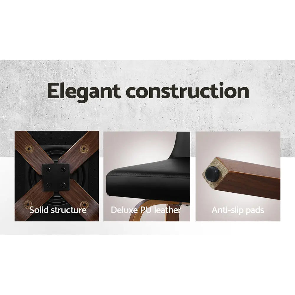 Artiss 2x Bar Stools Swivel Leather Padded Wooden - Furniture > Bar Stools & Chairs