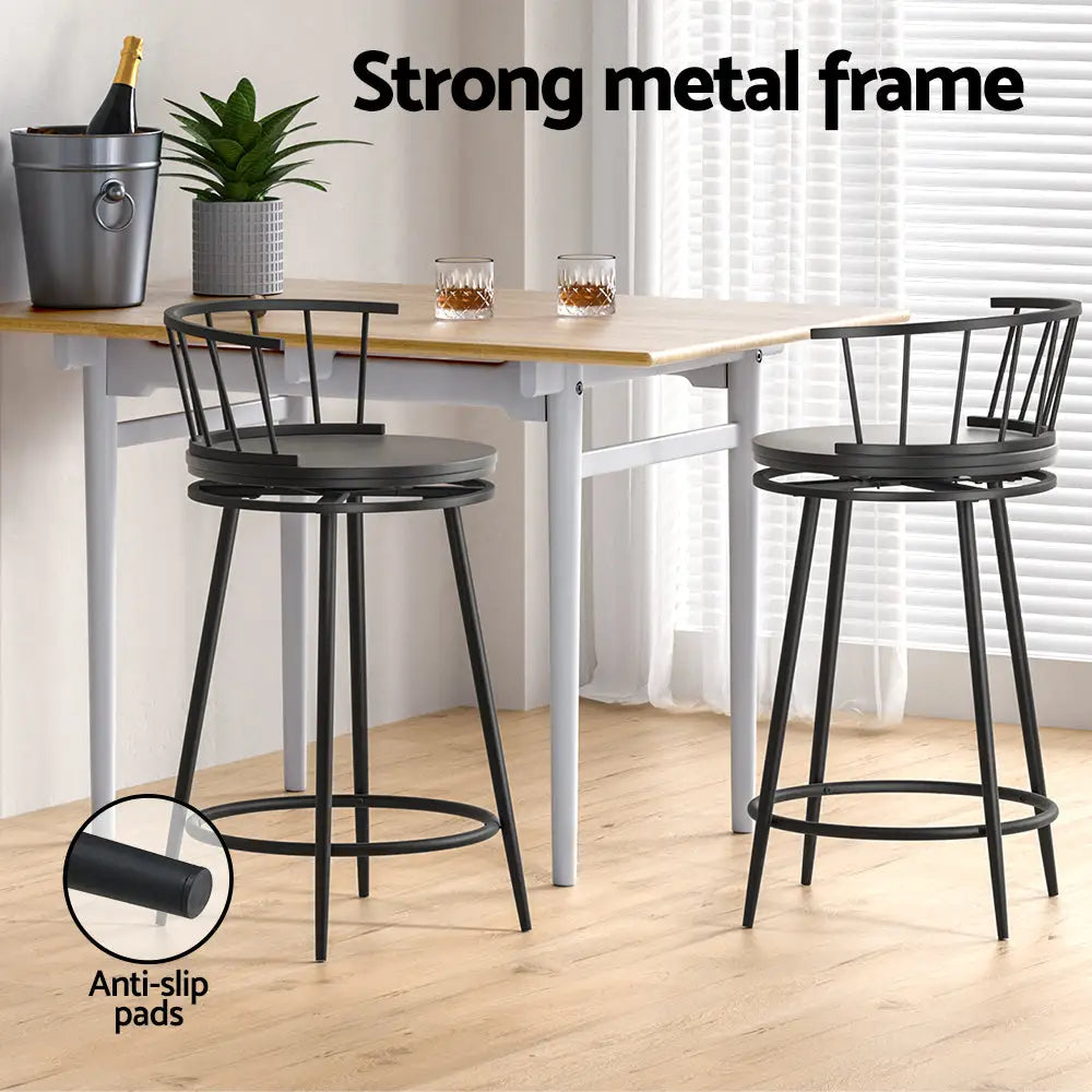 Artiss 2x Bar Stools Swivel Metal Chairs - Furniture > Bar Stools & Chairs > Table & Bar Stools