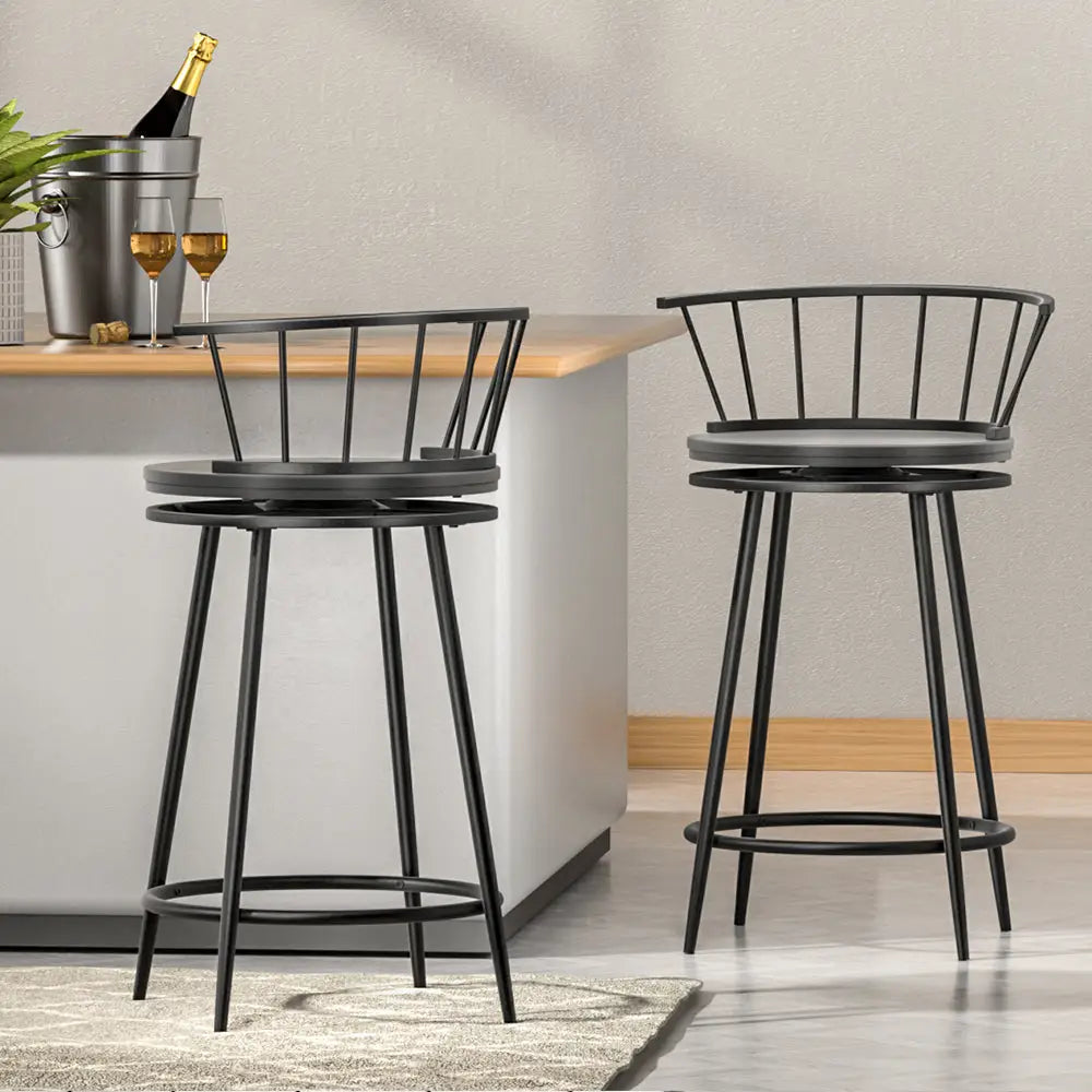 Artiss 2x Bar Stools Swivel Metal Chairs - Furniture > Bar Stools & Chairs > Table & Bar Stools