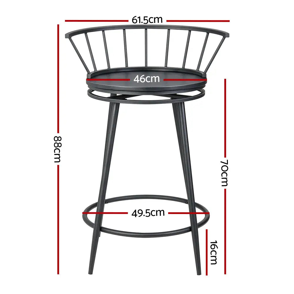 Artiss 2x Bar Stools Swivel Metal Chairs - Furniture > Bar Stools & Chairs > Table & Bar Stools