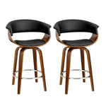 Artiss 2x Bar Stools Swivel PU Seat Wooden - Furniture > Bar Stools & Chairs