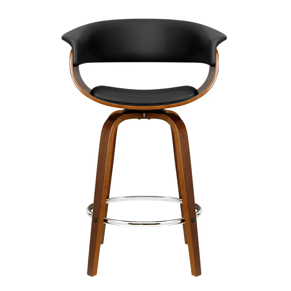 Artiss 2x Bar Stools Swivel PU Seat Wooden - Furniture > Bar Stools & Chairs