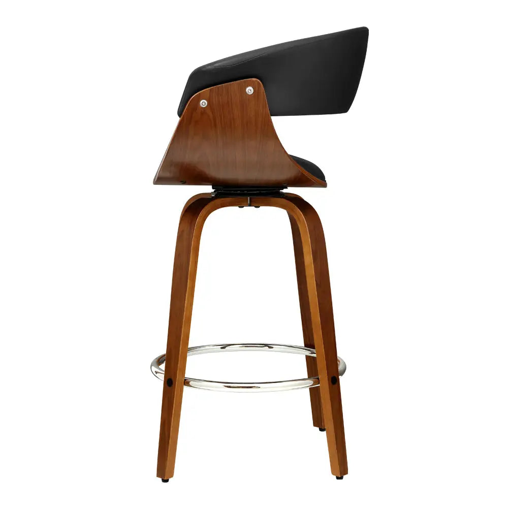 Artiss 2x Bar Stools Swivel PU Seat Wooden - Furniture > Bar Stools & Chairs