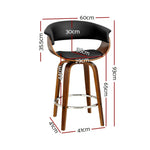 Artiss 2x Bar Stools Swivel PU Seat Wooden - Furniture > Bar Stools & Chairs