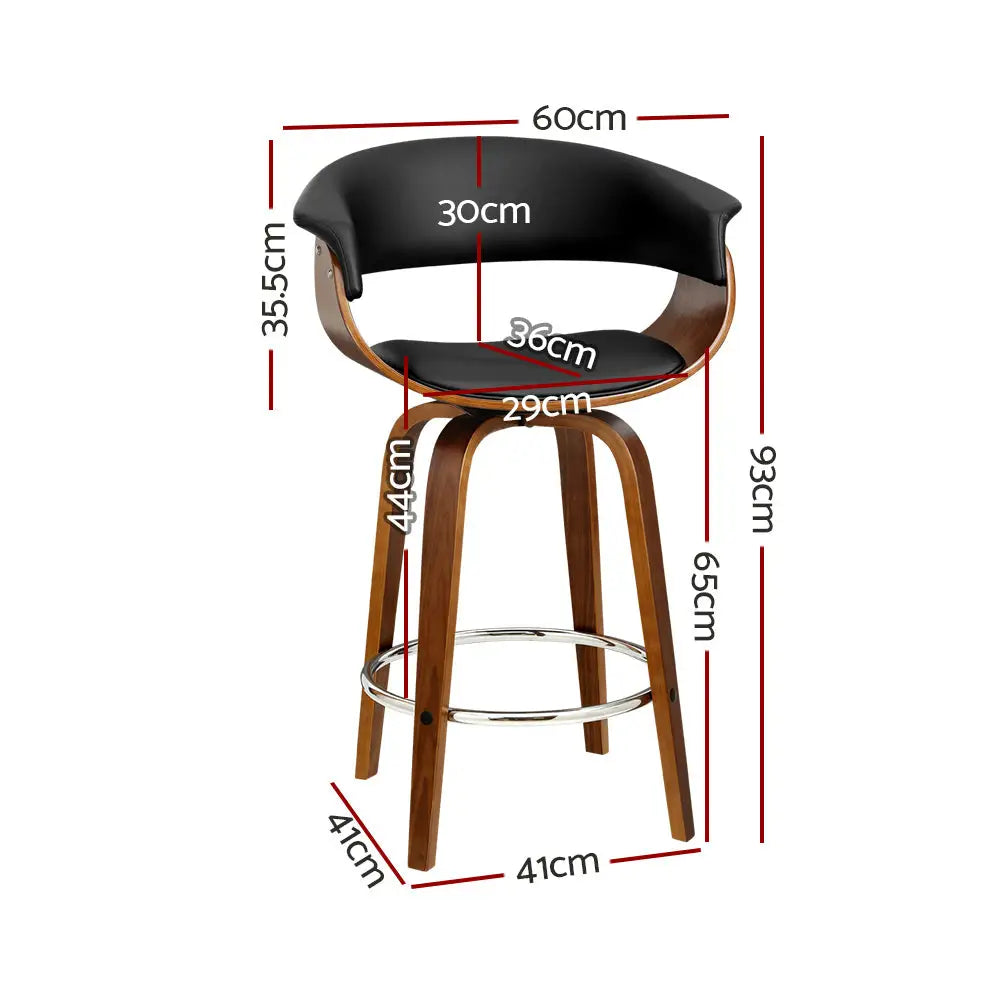 Artiss 2x Bar Stools Swivel PU Seat Wooden - Furniture > Bar Stools & Chairs
