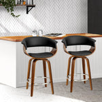Artiss 2x Bar Stools Swivel PU Seat Wooden - Furniture > Bar Stools & Chairs