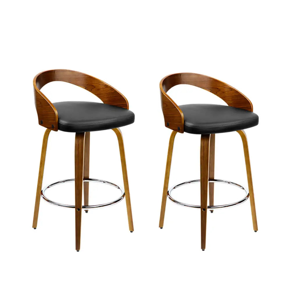 Artiss 2x Bar Stools Swivel Seat Curving Backrest - Furniture > Bar Stools & Chairs