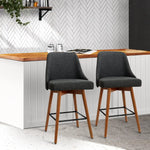 Artiss 2x Bar Stools Swivel Seat Wooden Charcoal - Furniture > Bar Stools & Chairs