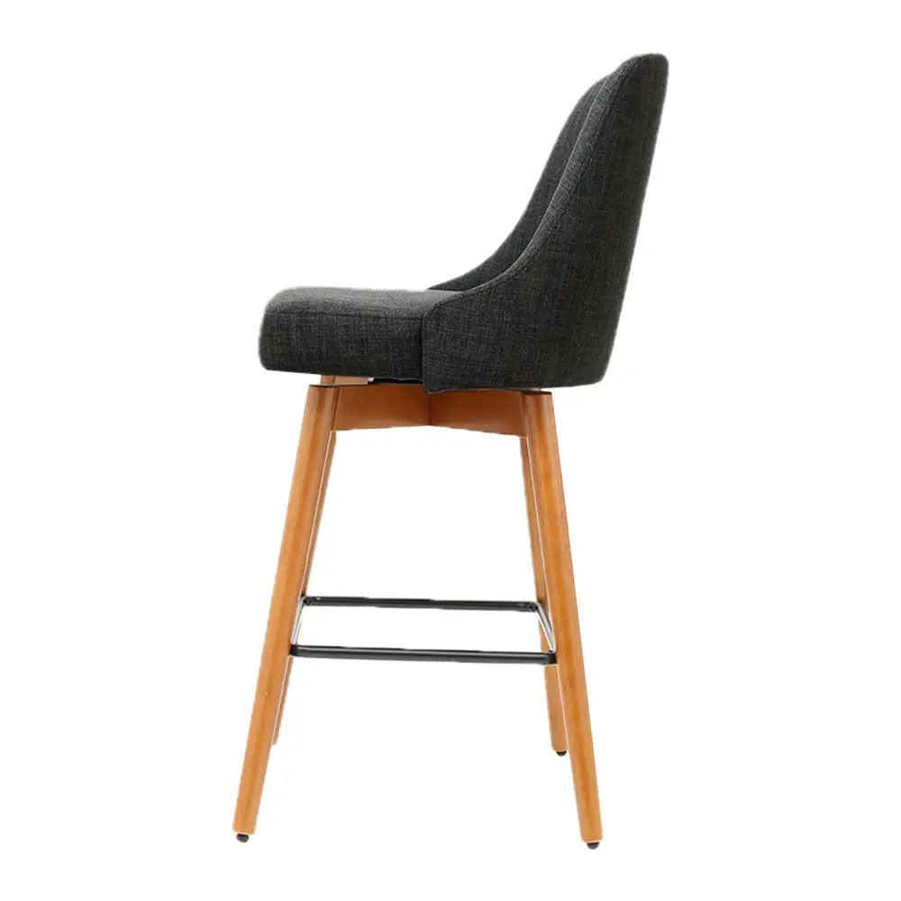 Artiss 2x Bar Stools Swivel Seat Wooden Charcoal - Furniture > Bar Stools & Chairs