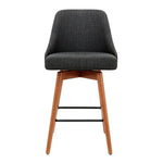 Artiss 2x Bar Stools Swivel Seat Wooden Charcoal - Furniture > Bar Stools & Chairs