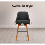 Artiss 2x Bar Stools Swivel Seat Wooden Charcoal - Furniture > Bar Stools & Chairs
