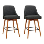 Artiss 2x Bar Stools Swivel Seat Wooden Charcoal - Furniture > Bar Stools & Chairs