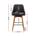 Artiss 2x Bar Stools Swivel Seat Wooden Charcoal - Furniture > Bar Stools & Chairs