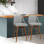 Artiss 2x Bar Stools Swivel Seat Wooden Grey - Furniture > Bar Stools & Chairs