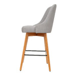 Artiss 2x Bar Stools Swivel Seat Wooden Grey - Furniture > Bar Stools & Chairs