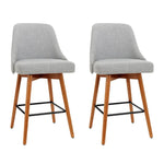 Artiss 2x Bar Stools Swivel Seat Wooden Grey - Furniture > Bar Stools & Chairs