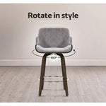 Artiss 2x Bar Stools Swivel Velvet Padded Wooden - Furniture > Bar Stools & Chairs