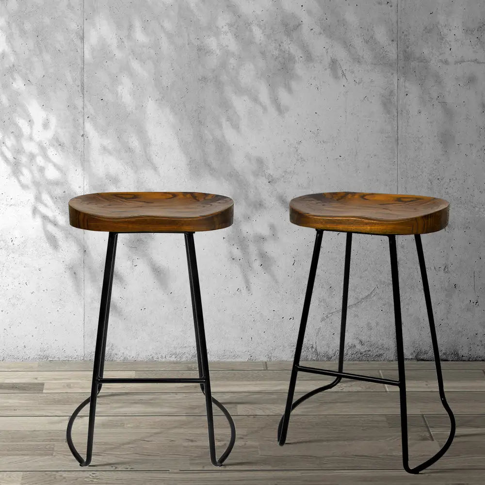 Artiss 2x Bar Stools Tractor Seat 65cm Black - Furniture > Bar Stools & Chairs