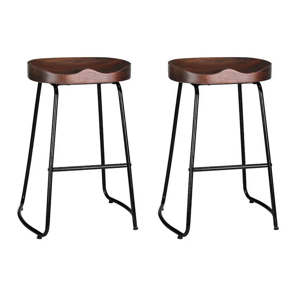 Artiss 2x Bar Stools Tractor Seat 65cm Black - Furniture > Bar Stools & Chairs