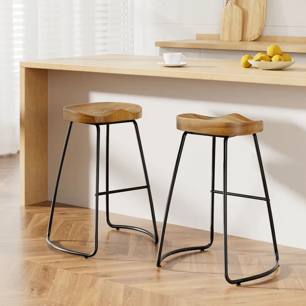 Artiss 2x Bar Stools Tractor Seat 65cm Wooden - Furniture > Bar Stools & Chairs > Table & Bar Stools