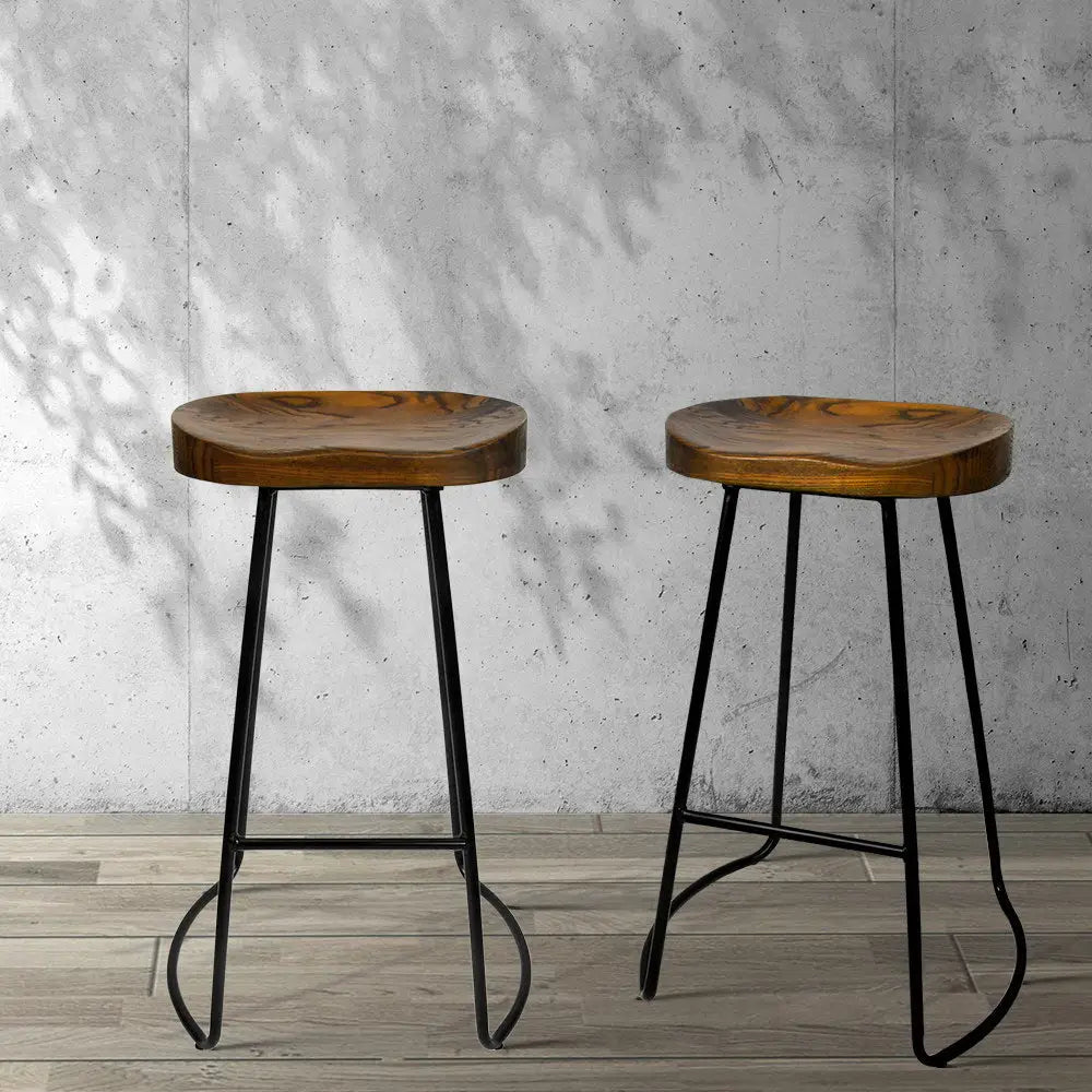 Artiss 2x Bar Stools Tractor Seat 75cm Black - Furniture > Bar Stools & Chairs
