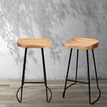 Artiss 2x Bar Stools Tractor Seat 75cm Wooden - Furniture > Bar Stools & Chairs