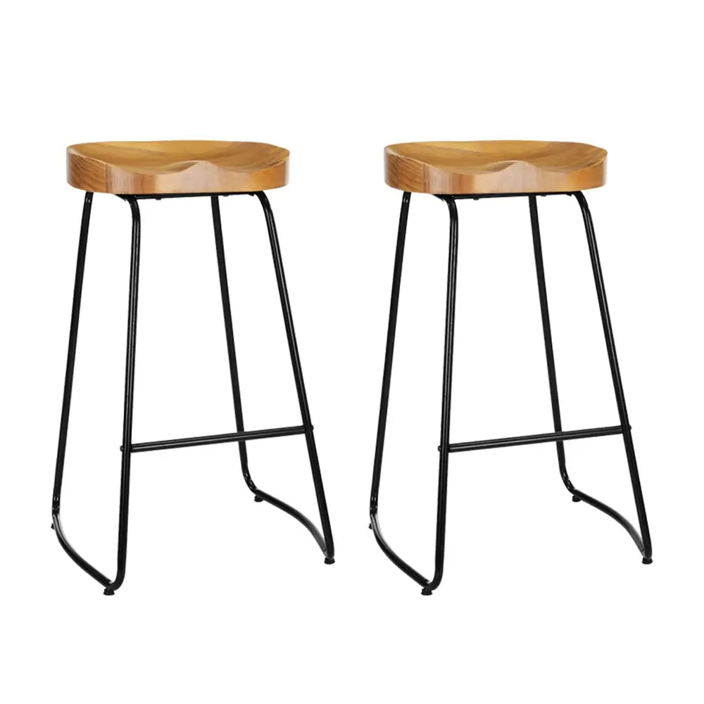 Artiss 2x Bar Stools Tractor Seat 75cm Wooden - Furniture > Bar Stools & Chairs
