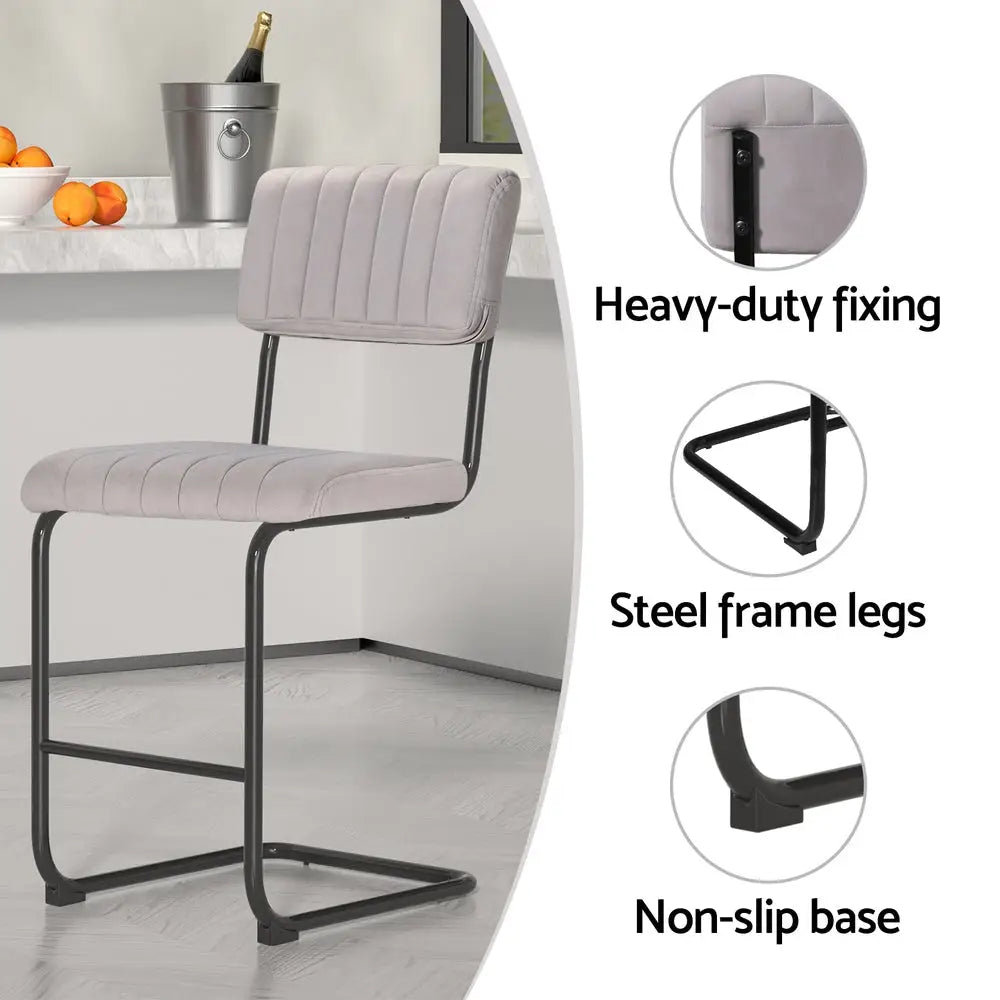 Artiss 2x Bar Stools Velvet Chairs - Furniture > Bar Stools & Chairs
