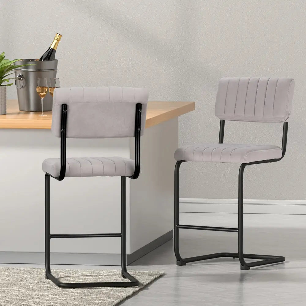 Artiss 2x Bar Stools Velvet Chairs - Furniture > Bar Stools & Chairs