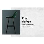 Artiss 2x Bar Stools Velvet Chairs Green - Furniture > Bar Stools & Chairs
