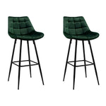 Artiss 2x Bar Stools Velvet Chairs Green - Furniture > Bar Stools & Chairs