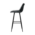 Artiss 2x Bar Stools Velvet Chairs Grey - Furniture > Bar Stools & Chairs