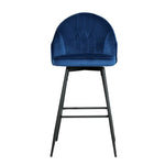 Artiss 2x Bar Stools Velvet Swivel Metal Legs Blue - Furniture > Bar Stools & Chairs