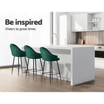 Artiss 2x Bar Stools Velvet Swivel Metal Legs Green - Furniture > Bar Stools & Chairs