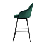 Artiss 2x Bar Stools Velvet Swivel Metal Legs Green - Furniture > Bar Stools & Chairs