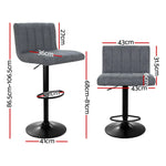 Artiss 2x Bar Stools Vintage Leather Gas Lift Grey - Furniture > Bar Stools & Chairs