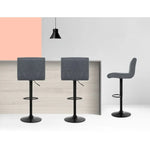 Artiss 2x Bar Stools Vintage Leather Gas Lift Grey - Furniture > Bar Stools & Chairs