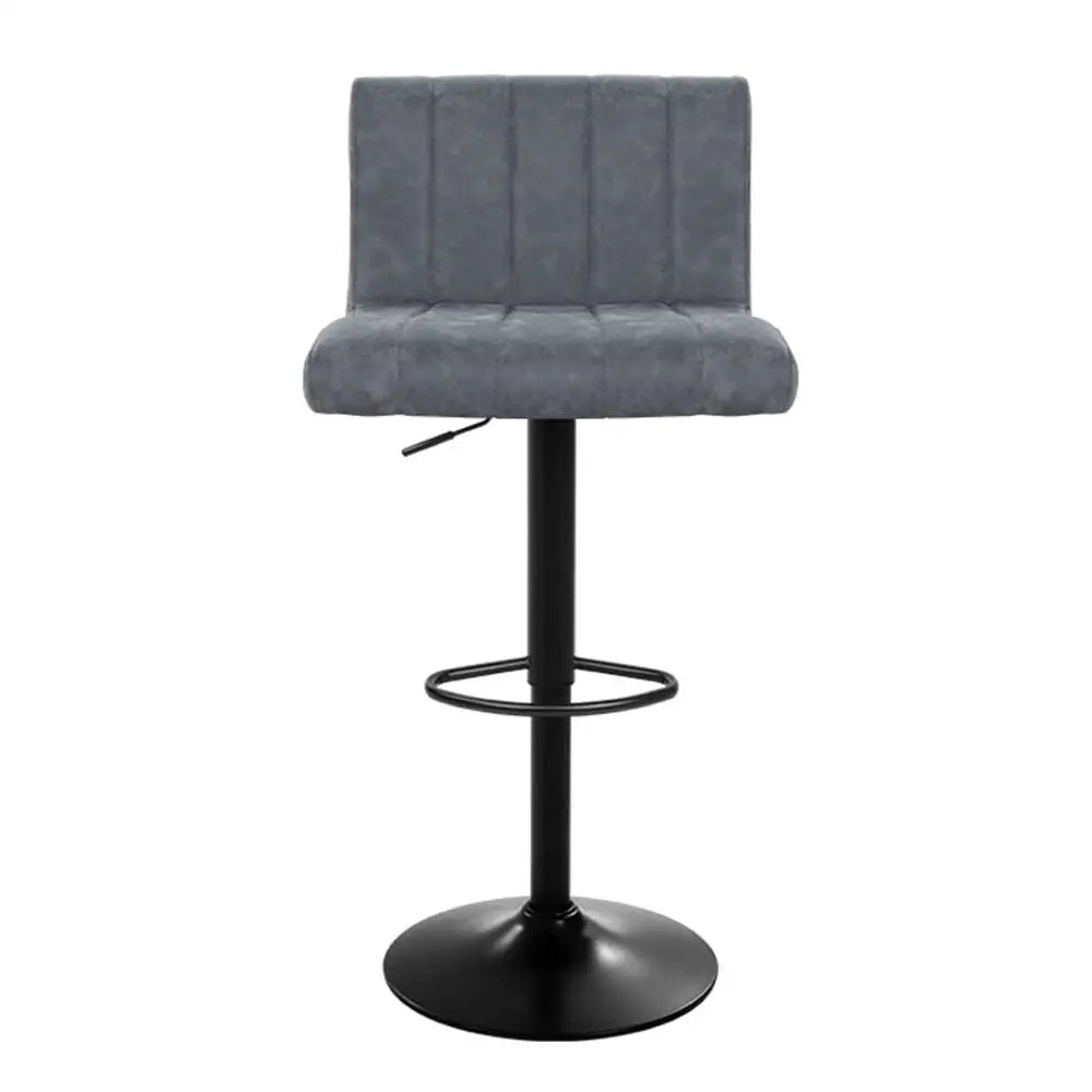 Artiss 2x Bar Stools Vintage Leather Gas Lift Grey - Furniture > Bar Stools & Chairs