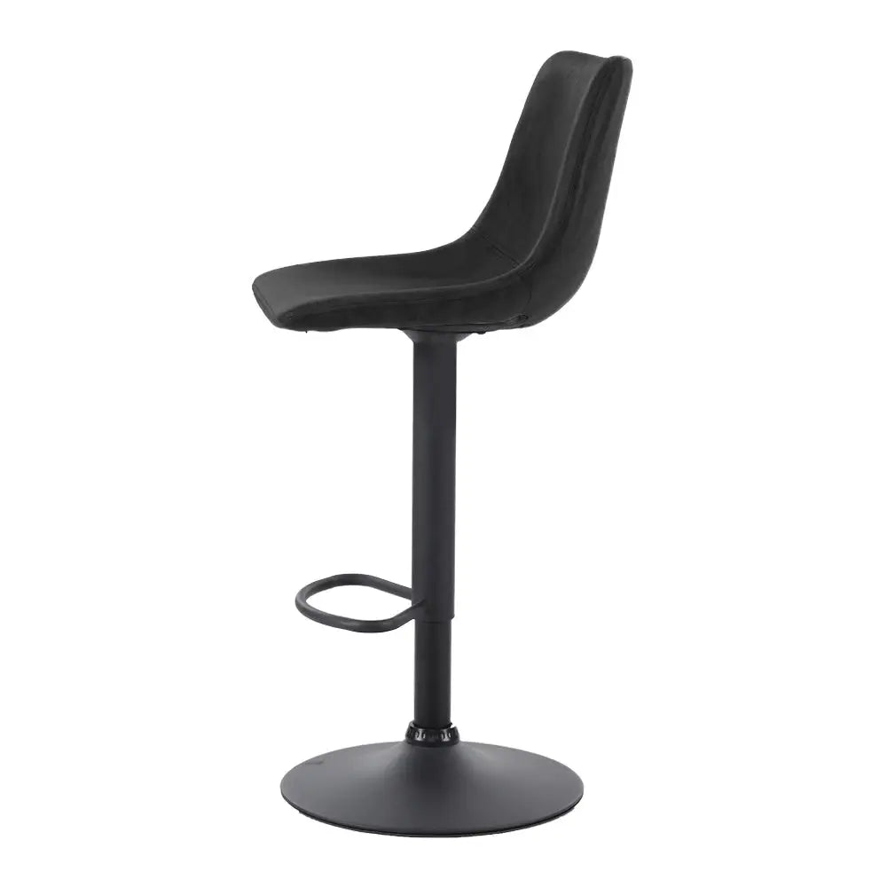 Artiss 2x Bar Stools Vintage Leather Swivel Gas Lift Black - Furniture > Bar Stools & Chairs