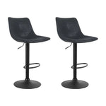 Artiss 2x Bar Stools Vintage Leather Swivel Gas Lift Black - Furniture > Bar Stools & Chairs