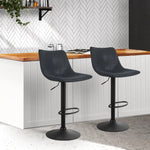 Artiss 2x Bar Stools Vintage Leather Swivel Gas Lift Black - Furniture > Bar Stools & Chairs