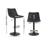 Artiss 2x Bar Stools Vintage Leather Swivel Gas Lift Black - Furniture > Bar Stools & Chairs