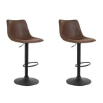 Artiss 2x Bar Stools Vintage Leather Swivel Gas Lift Brown - Furniture > Bar Stools & Chairs