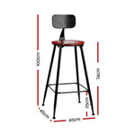 Artiss 2x Bar Stools Vintage Metal Chairs - Furniture > Bar Stools & Chairs