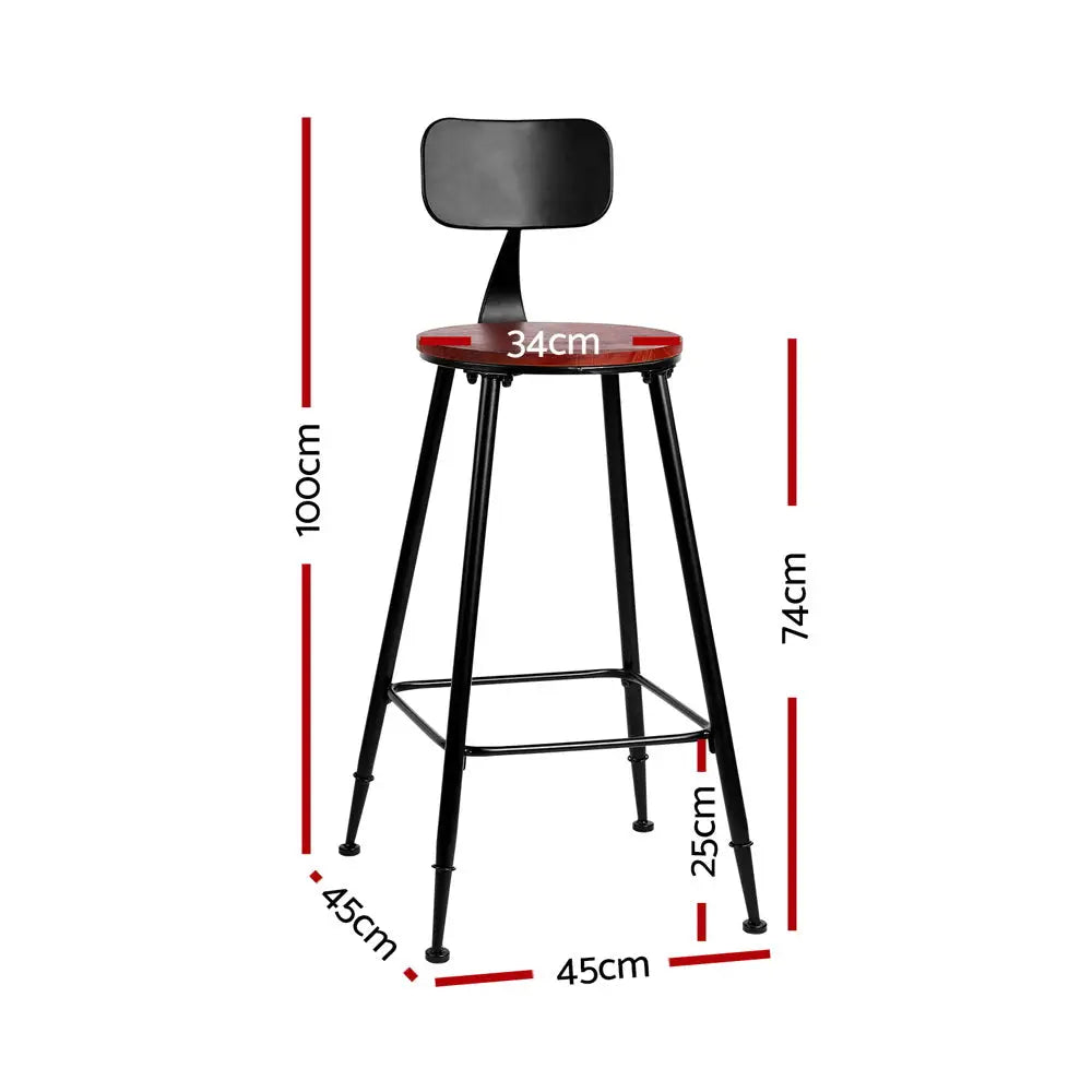 Artiss 2x Bar Stools Vintage Metal Chairs - Furniture > Bar Stools & Chairs