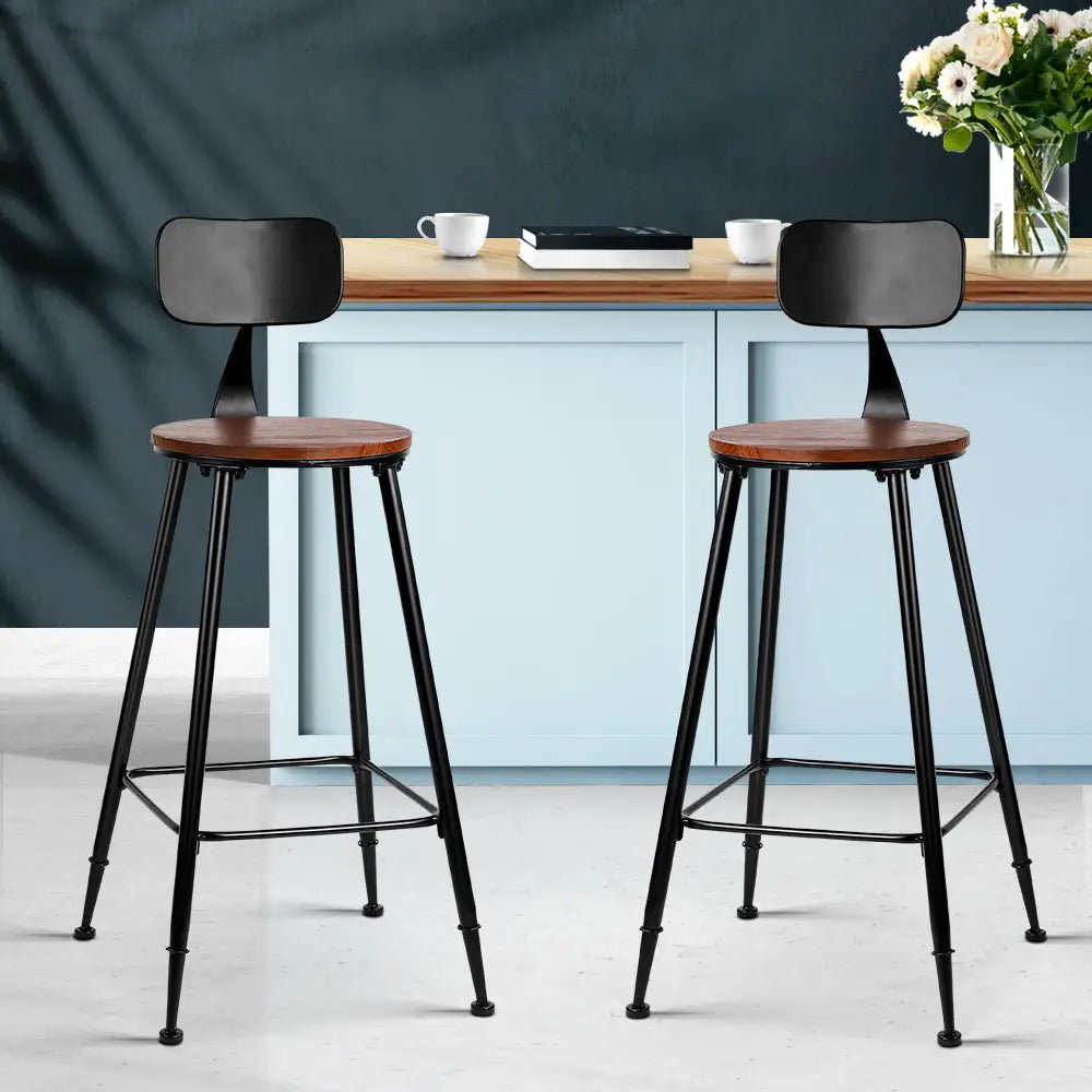 Artiss 2x Bar Stools Vintage Metal Chairs - Furniture > Bar Stools & Chairs