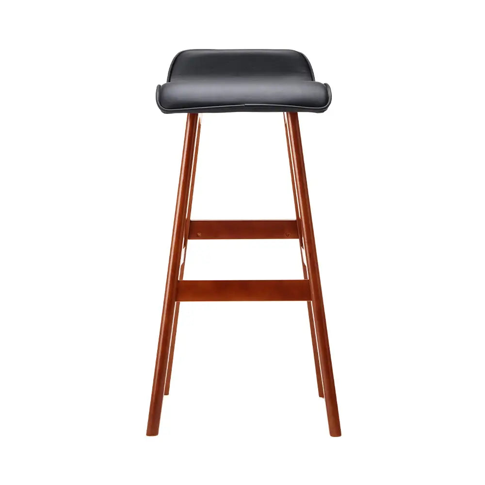 Artiss 2x Bar Stools Wooden Stool Black - Furniture > Bar Stools & Chairs