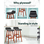 Artiss 2x Bar Stools Wooden Stool Black - Furniture > Bar Stools & Chairs